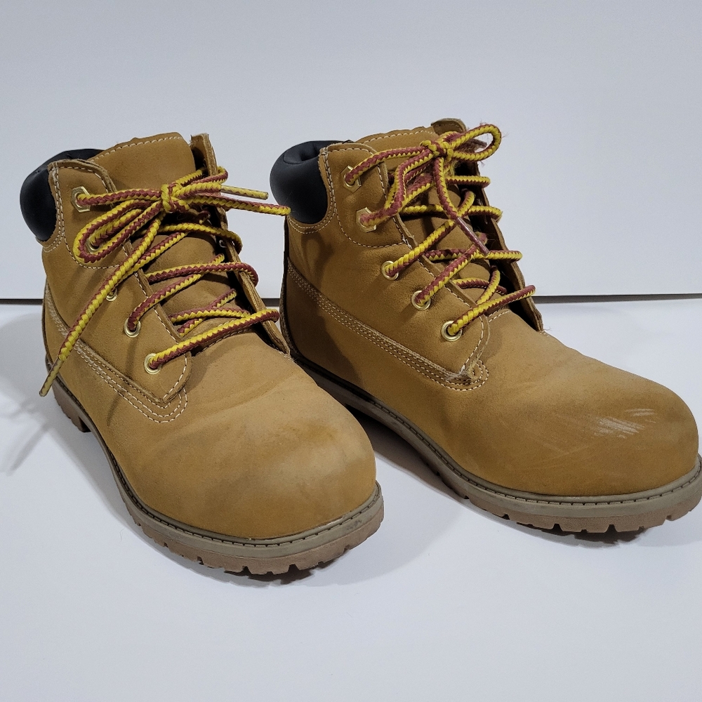 George Tan Kids Boots with Yellow Laces